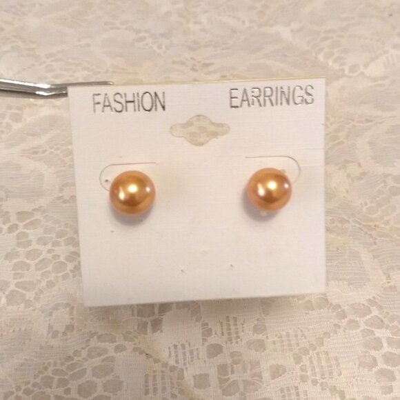 Vintage Women’s Classic Yellow Gold Beads Stud Earrings Timeless VTG Jewelry - Picture 2 of 6